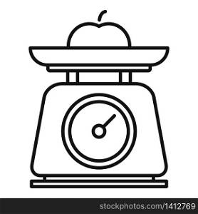 Fruit kitchen scales icon. Outline fruit kitchen scales vector icon for web design isolated on white background. Fruit kitchen scales icon, outline style