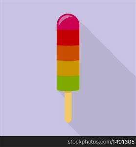 Fruit mix popsicle icon. Flat illustration of fruit mix popsicle vector icon for web design. Fruit mix popsicle icon, flat style