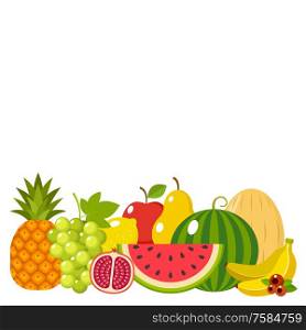 Fruit on a white background isolated. Vector illustration