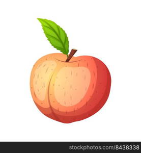 fruit peach cartoon vector. juicy nectarine, fresh slice, yellow orange food, red leaf, organic sweet fruit peach. isolated color illustration. fruit peach cartoon vector