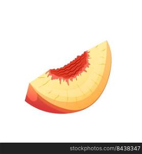 fruit peach cartoon vector. juicy nectarine, fresh slice, yellow orange food, red leaf, cut sweet fruit peach. isolated color illustration. fruit peach cartoon vector