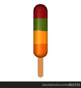 Fruit popsicle icon. Realistic illustration of fruit popsicle vector icon for web design isolated on white background. Fruit popsicle icon, realistic style
