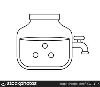 Fruit punch glass mason jar with faucet monochrome flat vector object. Jar with party refreshment. Editable black white thin line icon. Simple cartoon clip art spot illustration for web graphic design. Fruit punch glass mason jar with faucet monochrome flat vector object