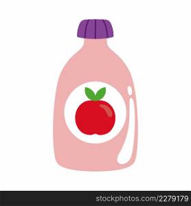 Fruit puree for baby food. Mashed potatoes with an apple for a snack on a walk. Vector icon in the cartoon style.