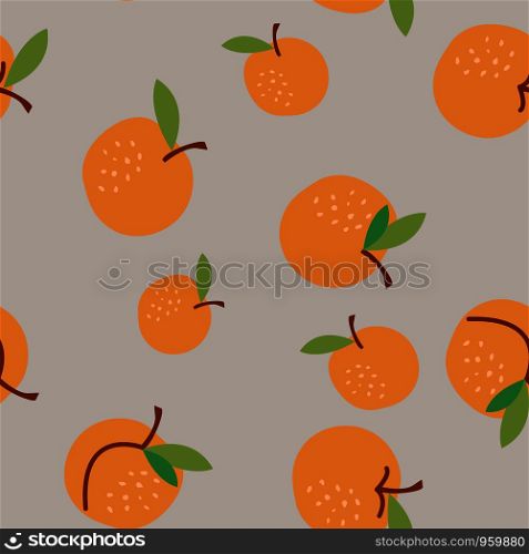 Fruit seamless pattern on grey background. Flat cartoon style vector illustration.. Fruit seamless pattern on grey