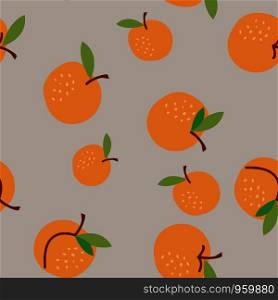 Fruit seamless pattern on grey background. Flat cartoon style vector illustration.. Fruit seamless pattern on grey