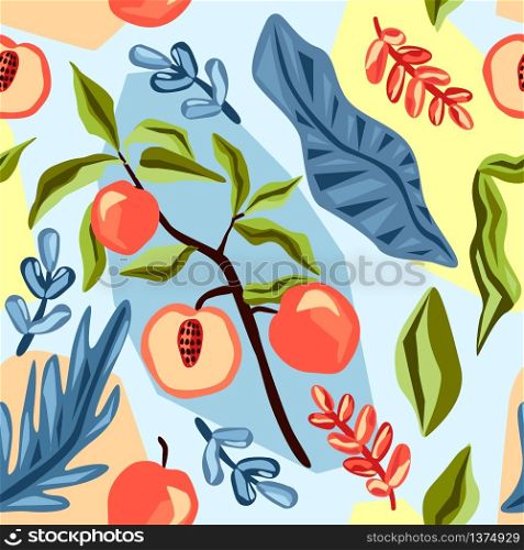 Fruit seamless pattern. Summer vector background