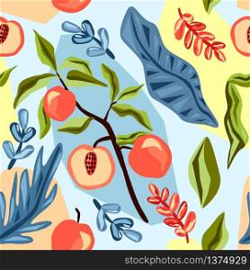 Fruit seamless pattern. Summer vector background