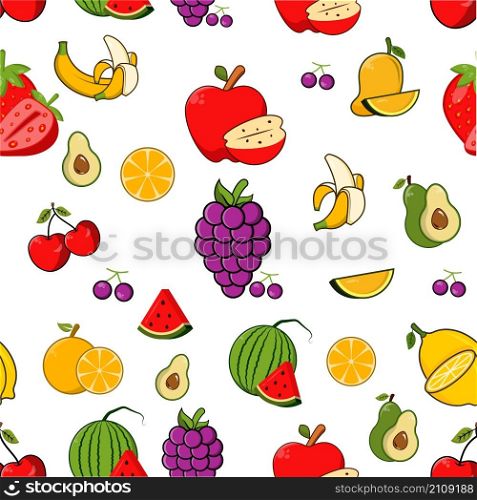 Fruit seamless vector design templates isolated on white background