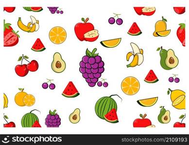 Fruit seamless vector design templates isolated on white background
