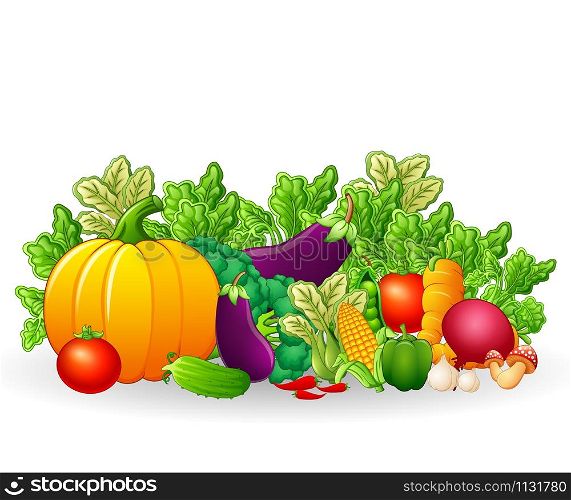 fruits and vegetables cartoon illustration