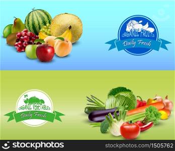 Fruits and vegetables design template.vector