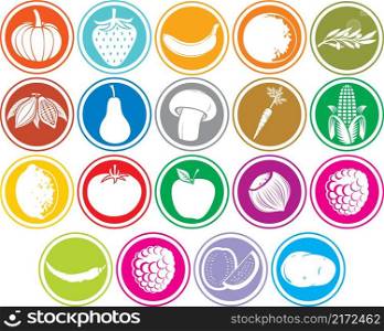 Fruits and vegetables icons buttons set vector