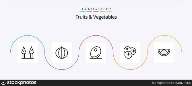 Fruits and Vegetables Line 5 Icon Pack Including . lemon. olive. line. fruit