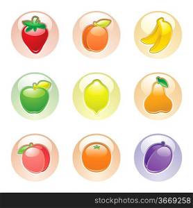 Fruits button gray, web 2.0 icons