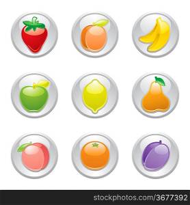 Fruits gray button