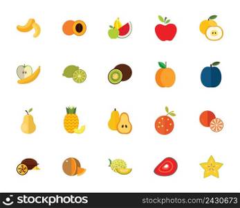 Fruits icon set. Can be used for topics like healthy eating, vegetarian food, agriculture, cultivation, organic food