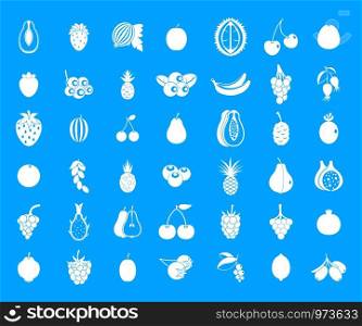 Fruits icon set. Simple set of fruits vector icons for web design isolated on blue background. Fruits icon blue set vector