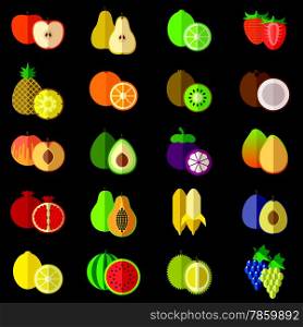 Fruits Icons Set Vector