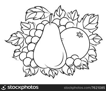 Fruits in retro style for embellish or thanksgiving holiday design
