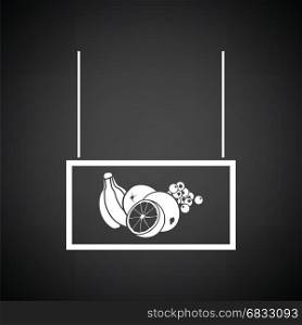 Fruits market department icon. Black background with white. Vector illustration.