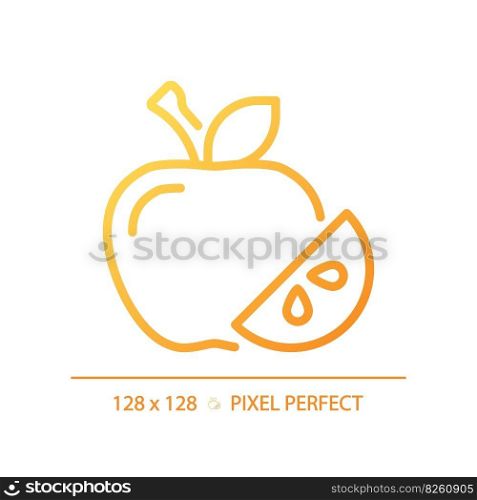 Fruits pixel perfect gradient linear vector icon. Raw food. Healthy eating. Supermarket section. Fresh produce. Thin line color symbol. Modern style pictogram. Vector isolated outline drawing. Fruits pixel perfect gradient linear vector icon