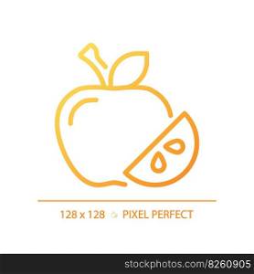 Fruits pixel perfect gradient linear vector icon. Raw food. Healthy eating. Supermarket section. Fresh produce. Thin line color symbol. Modern style pictogram. Vector isolated outline drawing. Fruits pixel perfect gradient linear vector icon