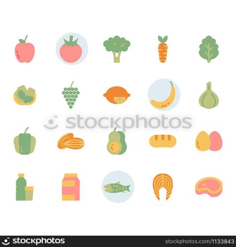 Fruits related icon and symbol set in flat design