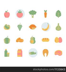 Fruits related icon and symbol set in flat design