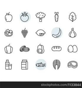 Fruits related icon and symbol set in outline design