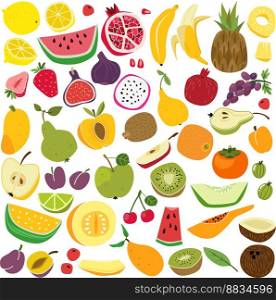 Fruits set cute fruit lemon watermelon banana vector image