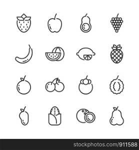 Fruits simple outline icon set.Vector illustration