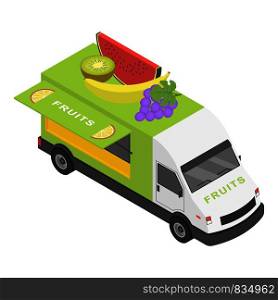 Fruits truck icon. Isometric of fruits truck vector icon for web design isolated on white background. Fruits truck icon, isometric style