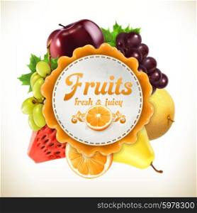 Fruits, vector label