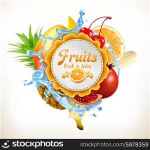 Fruits vector label