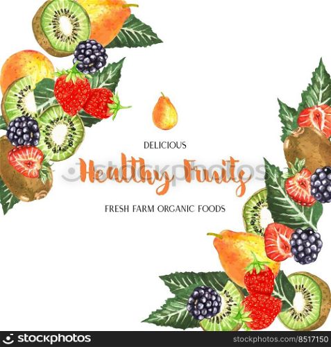 fruits watercolor template
