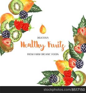 fruits watercolor template