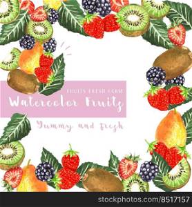 fruits wreath watercolor template