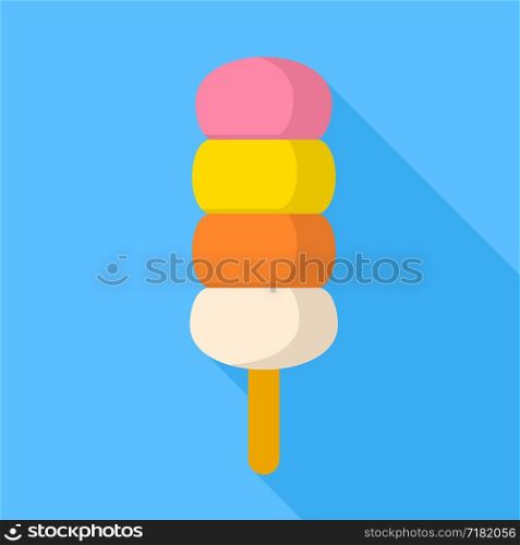 Fruity cold popsicle icon. Flat illustration of fruity cold popsicle vector icon for web design. Fruity cold popsicle icon, flat style