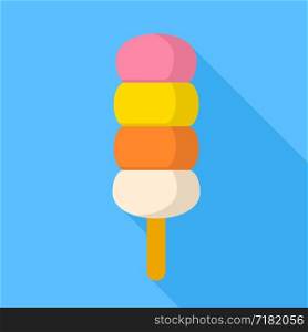 Fruity cold popsicle icon. Flat illustration of fruity cold popsicle vector icon for web design. Fruity cold popsicle icon, flat style