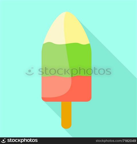Fruity popsicle icon. Flat illustration of fruity popsicle vector icon for web design. Fruity popsicle icon, flat style