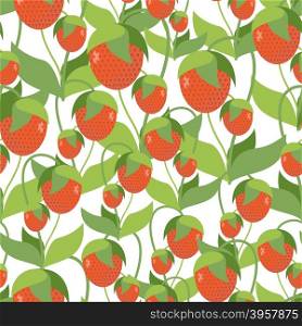 Fruity Strawberry texture. Vector seamless pattern of red berries. Fabric ornament&#xA;