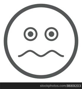 Frustrated face. Round line emoji. Unhappy expression isolated on white background. Frustrated face. Round line emoji. Unhappy expression