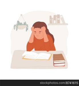 Frustration in the classroom isolated cartoon vector illustration. Students frustration, child teeth grinding, kid sitting in classroom with clenched fists, throwing a book vector cartoon.. Frustration in the classroom isolated cartoon vector illustration.