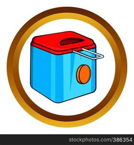 Fryer vector icon in golden circle, cartoon style isolated on white background. Fryer vector icon