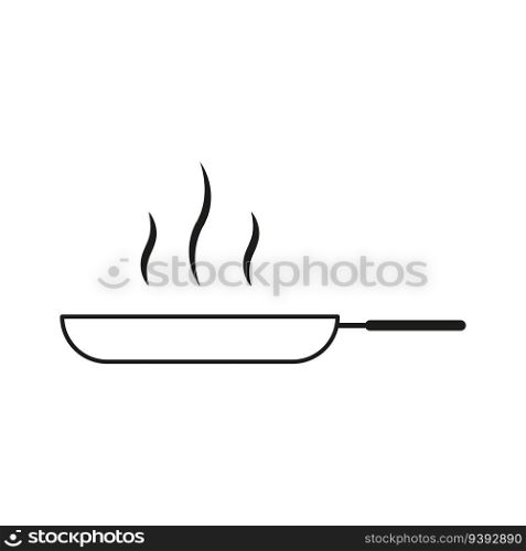 Frying pan icon. Hot pan with steam. Vector illustration. stock image. EPS 10.. Frying pan icon. Hot pan with steam. Vector illustration. stock image.