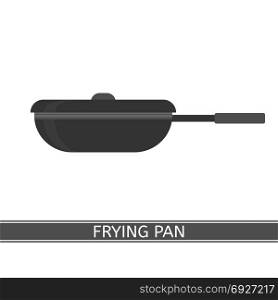 Frying Pan Icon. Vector illustration of frying pan isolated on white background. Camping equipment for cooking. Frypan with lid in flat style.
