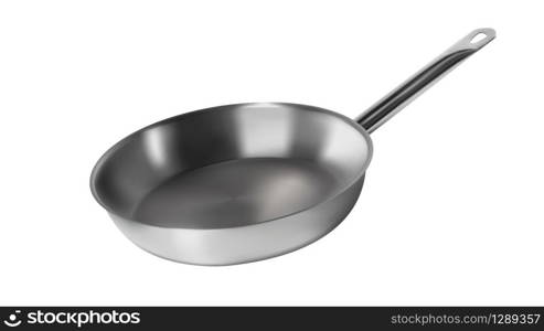 Frying Pan Metal Kitchenware For Cooking Vector. Stainless Chrome Frying Pan Kitchen Utensil For Fry Food. Cooker Cuisine Heavy Equipment Concept Template Realistic 3d Illustration. Frying Pan Metal Kitchenware For Cooking Vector