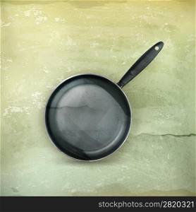Frying pan, old-style vector