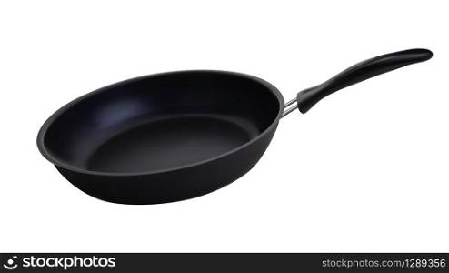 Frying Pan Teflon Kitchenware For Cooking Vector. Iron Frying Pan With Plastic Handle Kitchen Equipment For Fry Food. Chef Cuisine Heavy Tool Concept Template Realistic 3d Illustration. Frying Pan Teflon Kitchenware For Cooking Vector